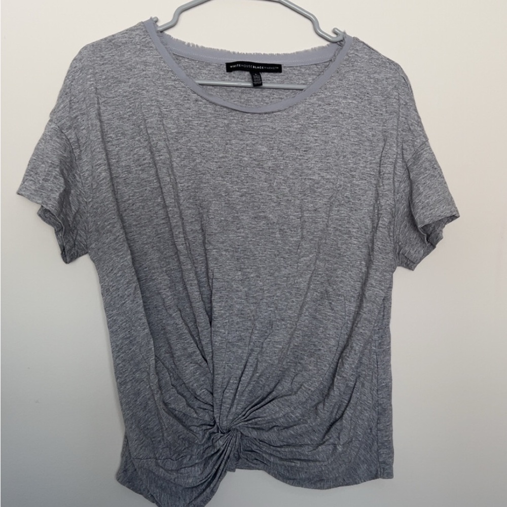 White House Black Market Gray Twist Front Tee